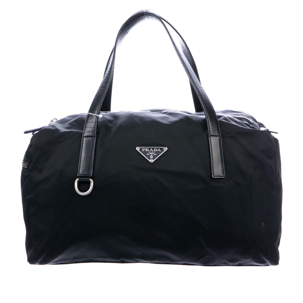 Prada Black Tessuto Leather-Trimmed Handbag